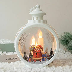 Новорічний нічник свічка/декоративний круглий світильник "Новорічна куля " 12х8.5см, білий