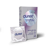 Презервативи латексні з силіконовою змазкою DUREX Invisible Extra Lube ультратонкі з додатковою змазкою, 12 шт