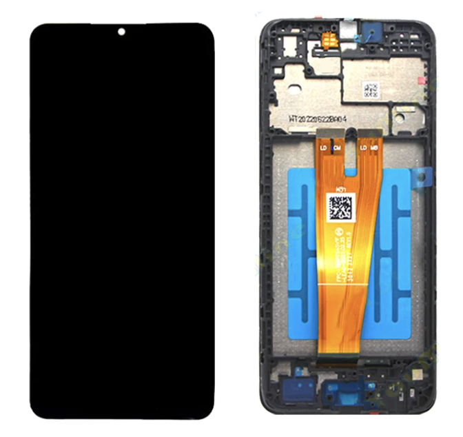 Дисплей (екран) для Samsung A045F Galaxy A04 + touchscreen, чорний, гарної якості, з передньою панеллю