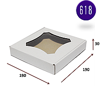 Коробка белая для пряников с окном 145х145х25 Бокс для подарков, для кондитерки (10 шт/уп) Марка Т22