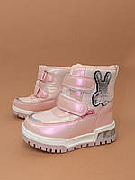 Зимове термо взуття для дівчинки рожеві чобітки дутики черевики 23-28 розовые детские зимние ботинки TOM.M