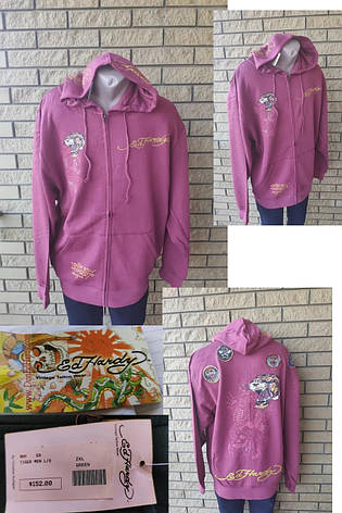 Кофта на блискавці з капюшоном, толстовка, худі, великі розміри унісекс дизайнерська брендова ED HARDY, фото 1