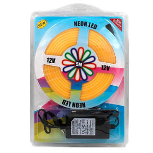 Стрічка неонова силіконова Led Neon Yellow 5 метрів Жовта 12V-220V