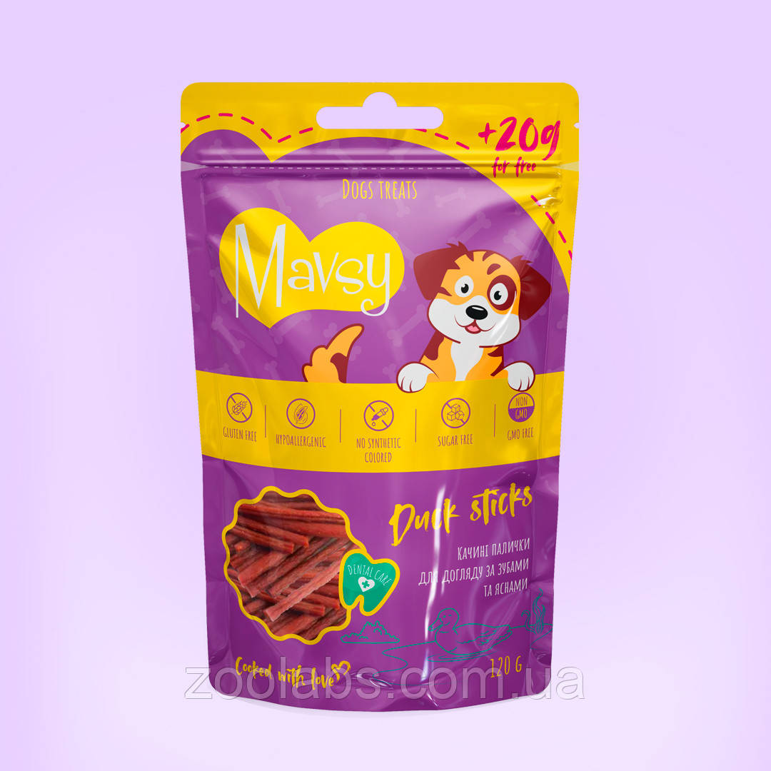 Ласощі Mavsy для собак соломка з качки | Mavsy Duck Stick 120 грам