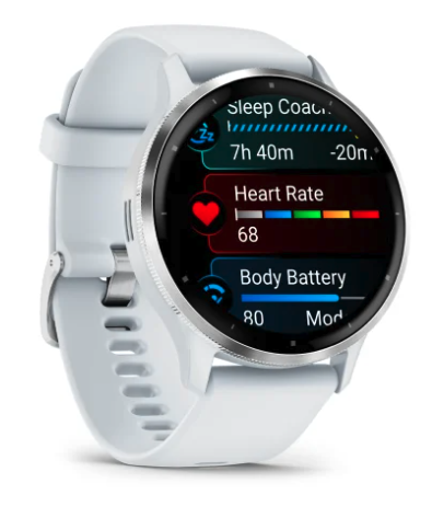 Смарт-годинник Garmin Venu 3 Silver stainless steel bezel with whitestone case and silicone band, фото 1