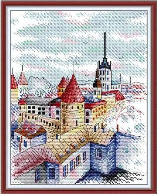 Набір для вишивання за нанесеною на канву схемою "The towers of Tallinn".AIDA 14CT printed, 22*29 см