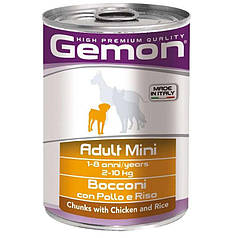 Gemon Dog Wet Mini Adult консерва для міні порід шматочки з куркою та рисом, 415 г
