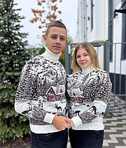 Новорічний светр "Будиночок та олені" з горлом, фото 3