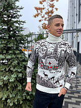 Новорічний светр "Будиночок та олені" з горлом, фото 4