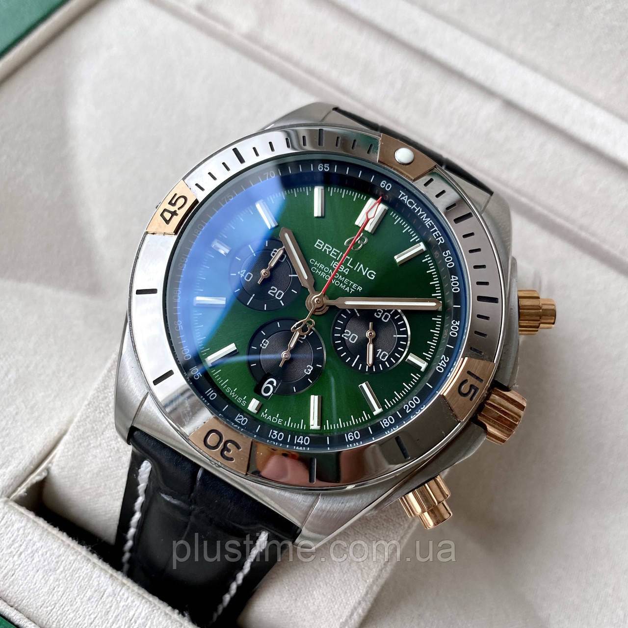 Breitling Chronomat Green ААА чоловічий наручний годинник із хронографом на шкіряному ремінці та календарем