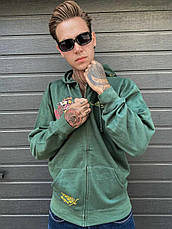 Кофта на блискавці з капюшоном, толстовка, худі, великі розміри унісекс дизайнерська брендова ED HARDY, фото 4