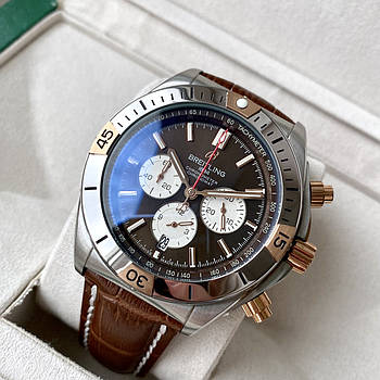 Breitling Chronomat Brown ААА чоловічий наручний годинник із хронографом на шкіряному ремінці та календарем