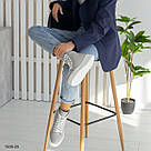 Сірі жіночі шкіряні демісезонні черевики на шнурку, фото 3