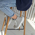 Сірі жіночі шкіряні демісезонні черевики на шнурку, фото 7