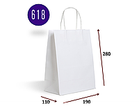 Бумажные белые пакеты с кручеными ручками 190х110х280 пакеты подарочные (50 шт/уп) 80 г/м2