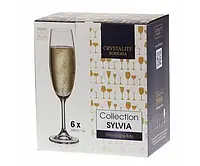 Набор бокалов Crystal Bohemia Sylvia для шампанского 220 мл 6 шт.
