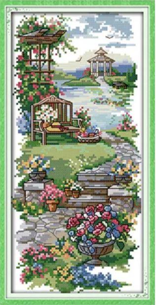 Набір для вишивання за нанесеною на канву схемою "A tranquil path".AIDA 14CT printed , 17*34 см