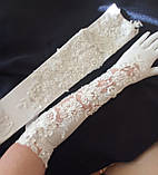 Довгі весільні рукавички нареченої, Білі, фото 5