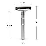 Бритва для гоління Т-подібний чоловічий із регулюванням гостроти леза з цинкового сплаву MINGSHI Shaver 2000S, фото 7