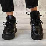 Жіночі шкіряні зимові високі кросівки на хутрі, фото 5