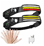 Ліхтар налобний на акумуляторі CB-689-3 з датчиком руху та USB /, фото 5