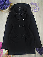 Женское чёрное пальто VR из вирджинской шерсти с капюшоном Размер 44 (S)