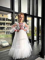 Детское нарядное вышитое платье компьютерная вышивка