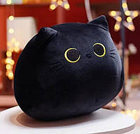 Игрушка плюшевая Кот Подушка 55 см, Кот талисман подушка детская, Черный