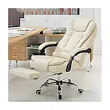 Крісло офісне BOSS KO22K КРЕМОВЕ Компютерне крісло + ПІДНІЖКА з екошкіри, фото 4