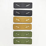 Гумовий патч, шеврон з ліпучкою- "Очі змії", що світяться в темряві, -койот. 8х2,5 комплект= 2шт., фото 2