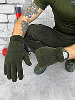 Тактические флисовые перчатки олива Армейские перчатки из флиса зсу с резинками на запястьях
