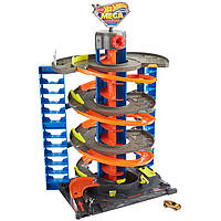 Hot Wheels City Mega Garage Playset with Corkscrew Elevator. Хот Вілс Сіті Мега Гараж на 60+ машинок із гвинтовим підйомником