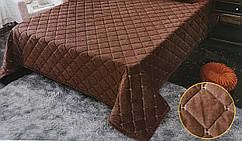 Покривало велюр Євро 210х230см темно-коричневе