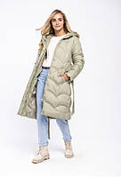 Женская куртка зимняя - удлиненная с поясом, стеганая Volcano XL