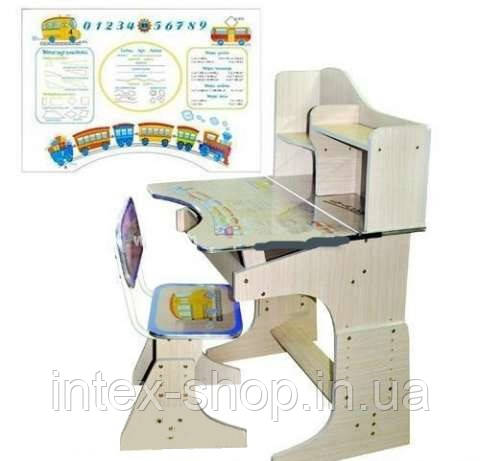Дитяча парта+стільчик HB-F2071-01 (від 4 до 14 років!) синій відтінок