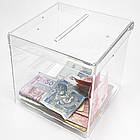 Скринька збору грошей і анкет, коробка для пожертвувань прозора 200x200x200. Об'єм 8 літрів, фото 2