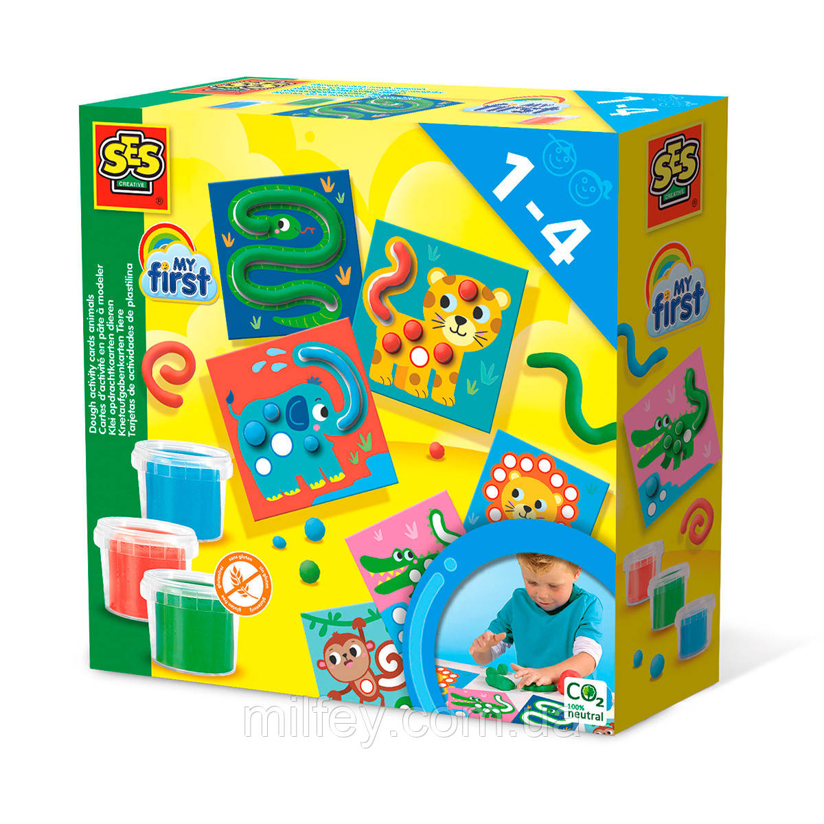 Набір для творчості SES Забавні тварини (маса для ліплення, картки з тваринами), фото 1