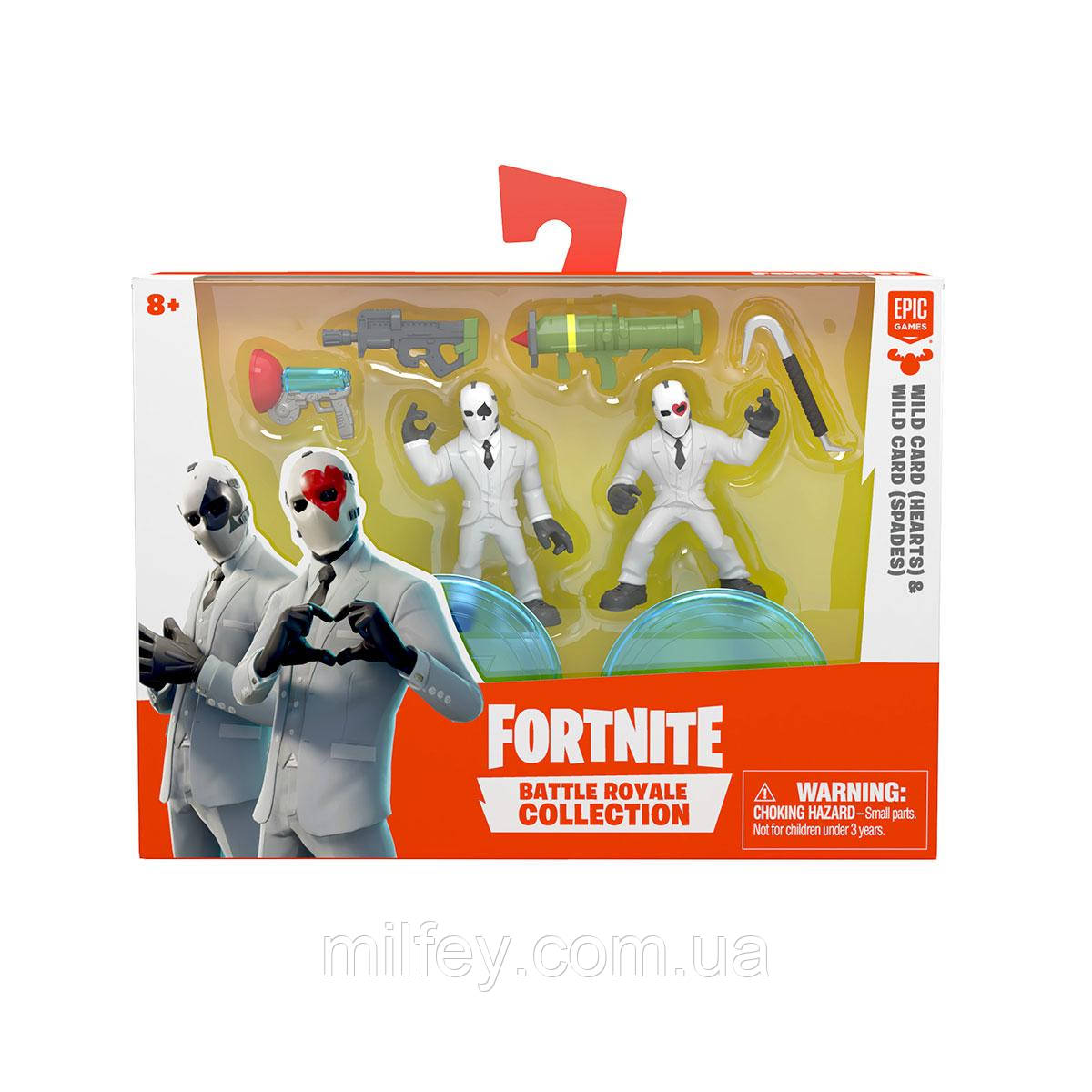 Набір ігрових фігурок FORTNITE - КОЗИР З КРАСНОЮ МАСКОЮ СЕРЦЕЮ та КОЗИР З ЧОРНОЮ МАСКОЮ ПІКА, фото 1