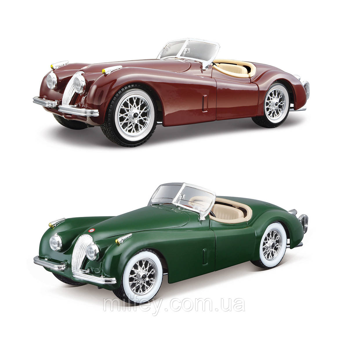 Автомодель — JAGUAR XK 120 (1951) (асорті вишневий, сріблястий, темно-зелений, 1:24), фото 1