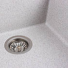 Мийка для кухні гранітна квадратна PLATINUM 4040 RUBA 440x440x200мм біла PLS-A40847, фото 6