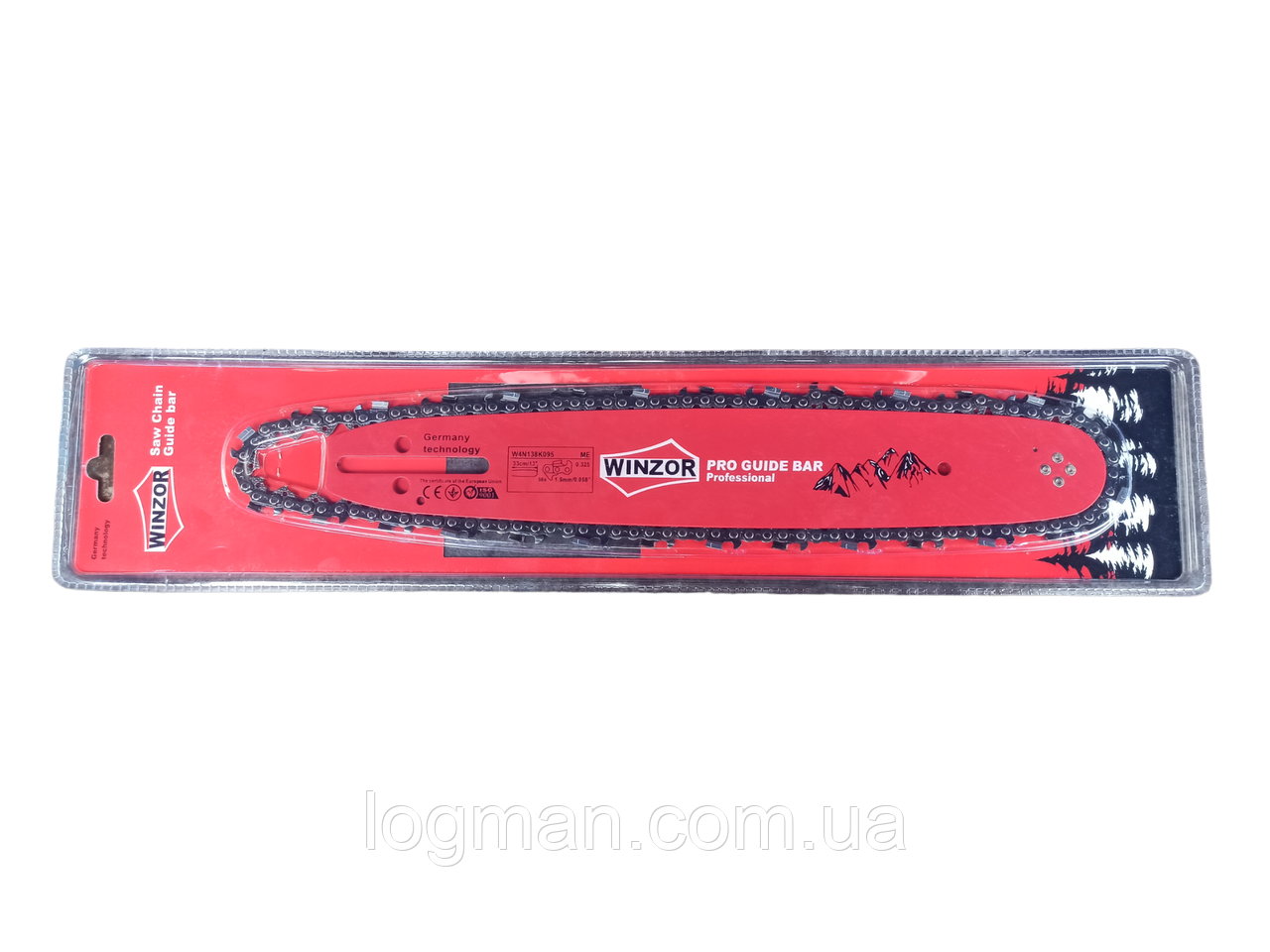 Коротка шина з ланцюгом WINZOR Pro Seria (32 см/1.5мм/325/56E) для бензопил із кроком 0.325, фото 1