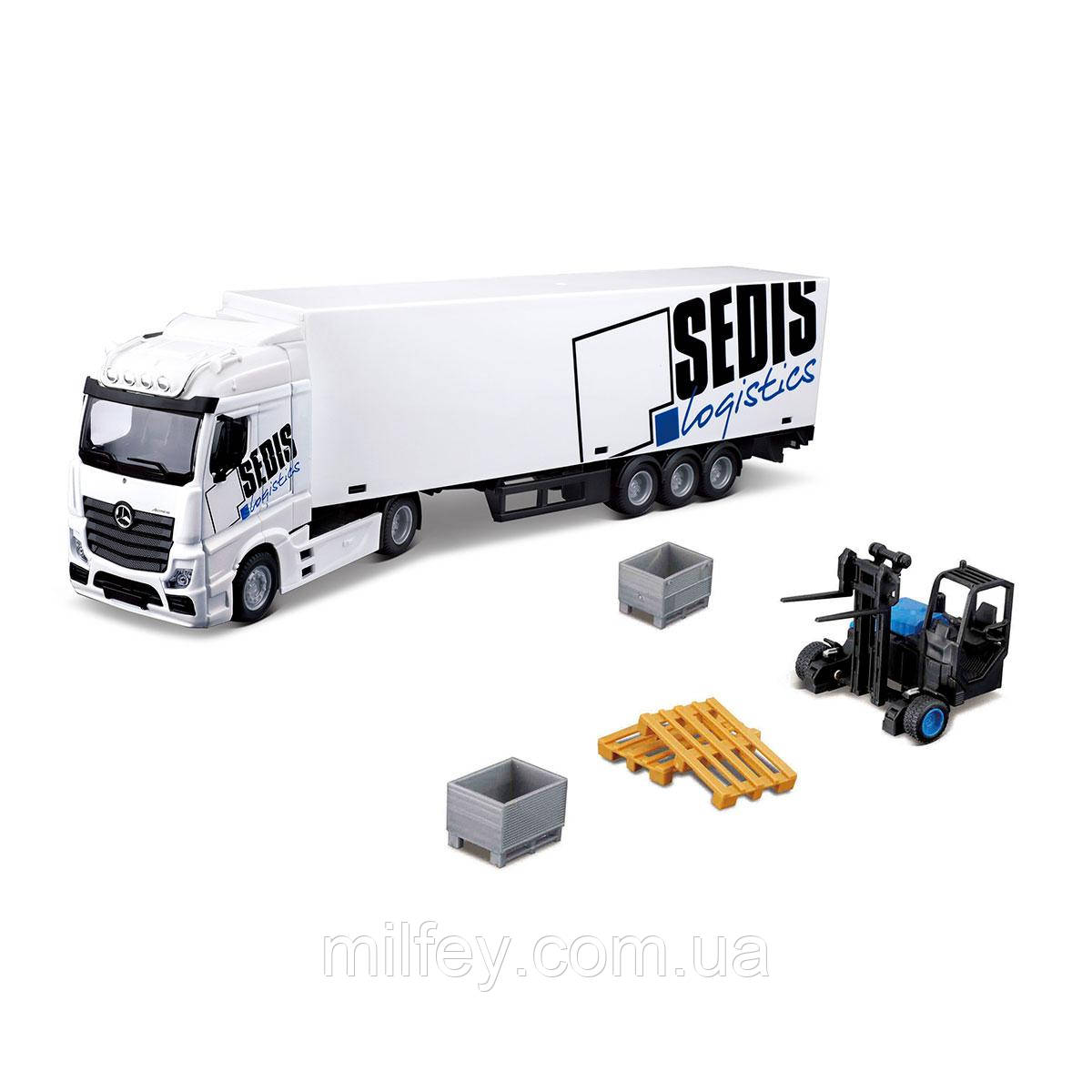 Ігровий набір — ФУРА MERCEDES-BENZ ACTROS з навантажувачем (1:43), фото 1