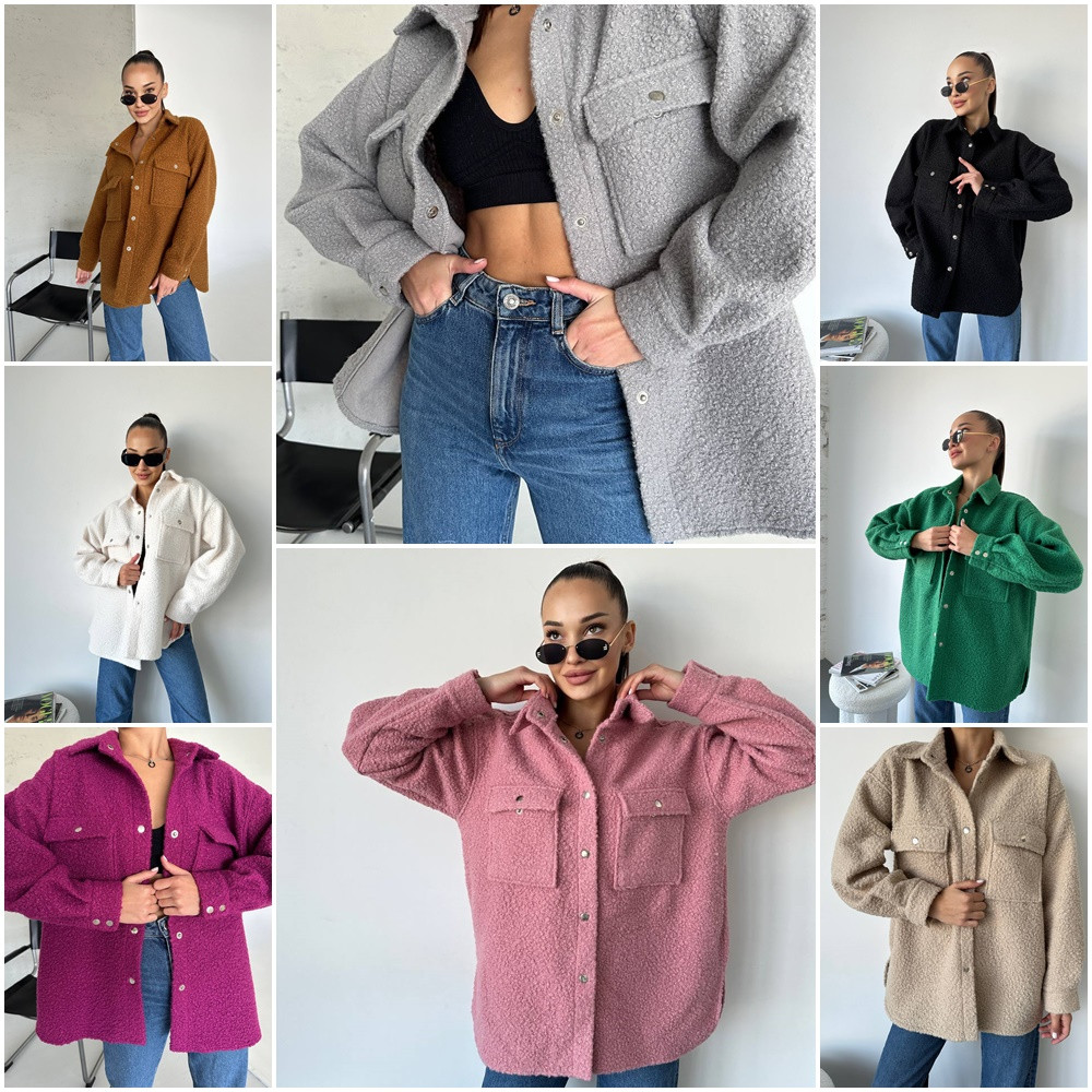 Тепла сорочка вовна букле на застібці розміри норми та батал