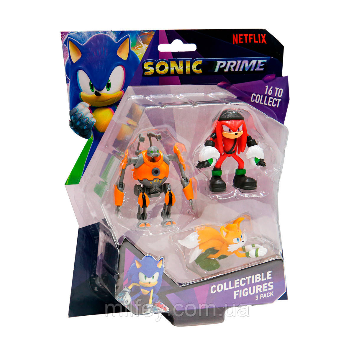 Набір ігрових фігурок SONIC PRIME — ЕКГФОРСЕР, НАКЛЗ, ТЕЙЛЗ (3 фігурки, 6,5 cm)