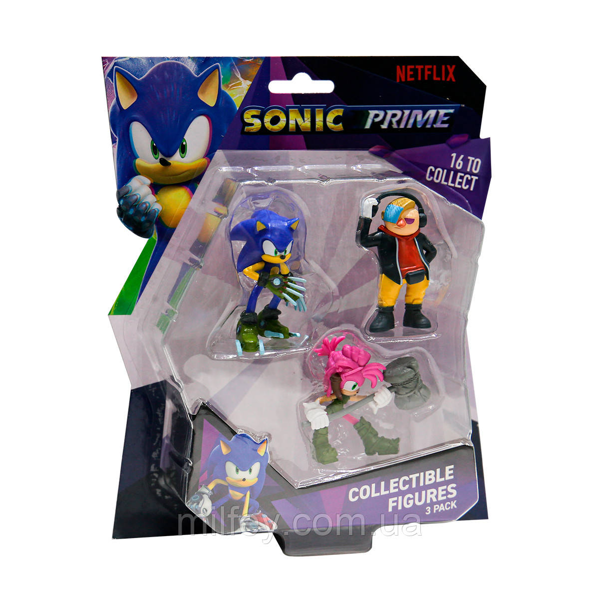 Набір ігрових фігурок SONIC PRIME — ДОКТОР НЕ, СОНИК, ЕМІ (3 фігурки, 6,5 cm)