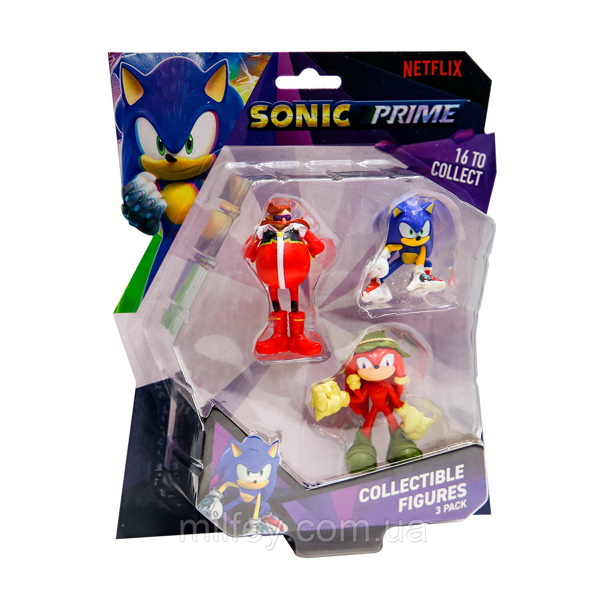 Набір ігрових фігурок SONIC PRIME — СОНІК, НАКЛЗ, ДОКТОР ЕКГМАН (3 фігурки, 6,5 cm)