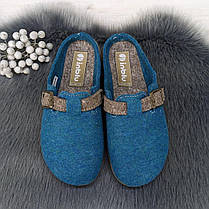Тапочки домашні жіночі Inblu фетрові на поліуретановій підошві бірюзові 4287, фото 3