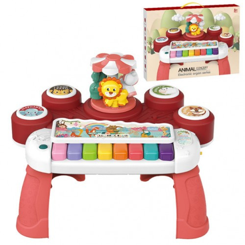 Дитяча музична іграшка Піаніно для малюків на батарейках, диско куля, підсвітка, розвиваюча іграшка Карусель