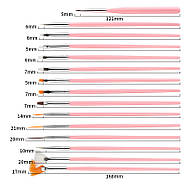 Набір пензлів для манікюру, педикюру, нарощування та дизайну нігтів - 15 штук - рожевий -, фото 4