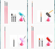 Набір пензлів для манікюру, педикюру, нарощування та дизайну нігтів - 15 штук - рожевий -, фото 7